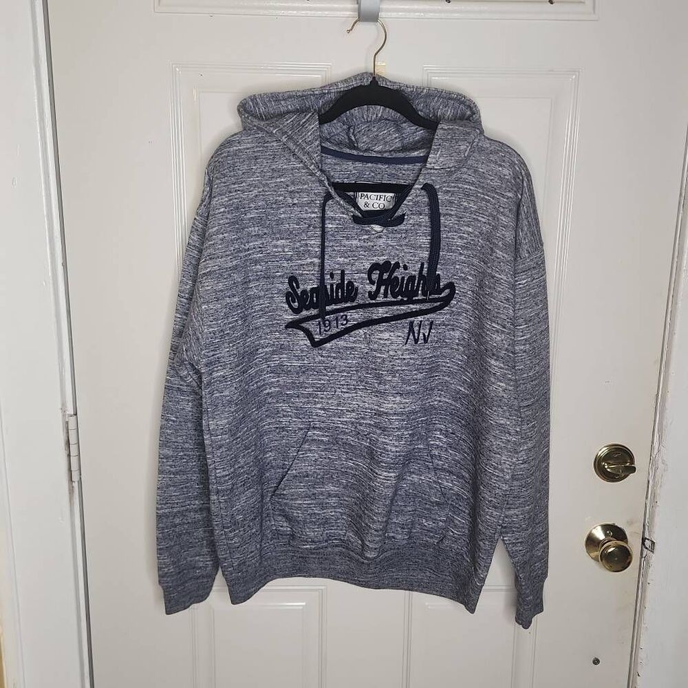 Pacific & Co bluish gray textured pullover hoodie Seaside Heights women's size L
